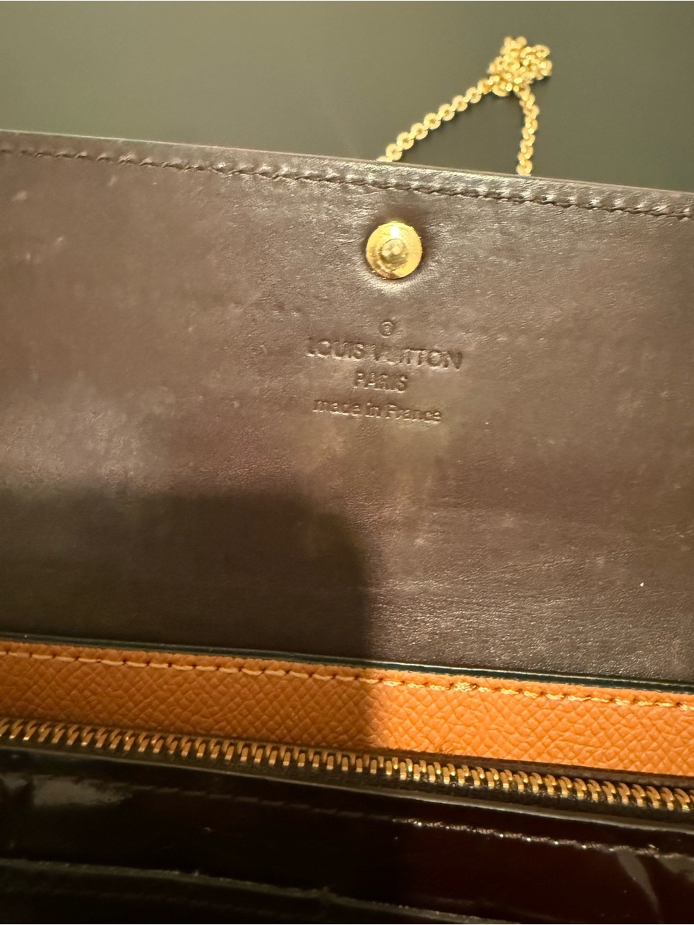 Authentic Louis Vuitton Vernis Sarah Wallet Amarante Burgundy w/ Chain fair - Picture 7 of 9